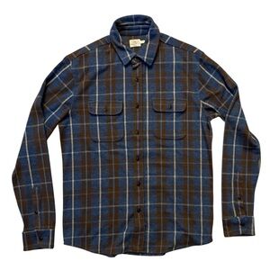 Faherty Blue and Brown Plaid Sweater Shirt
